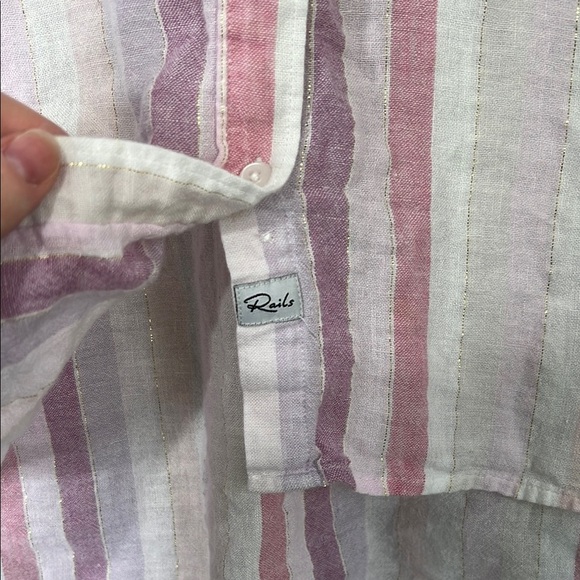 Rails Pink and White Striped Button-Down Shirt Womens Small - Picture 4 of 8